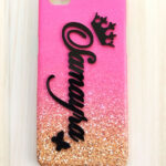 Custom 4D Hard Back Case - Pink & Black | Print Your Own Name Design