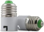 Converter E27 to B22 Screw Base Socket Holder and Light Bulb Adapter (White) Pack of 2
