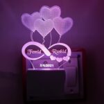 Kelpuj Acrylic Personalized 7 Heart Color Changing 3D Illusion LED Night Lamp - Custom Name & Tagline Gift
