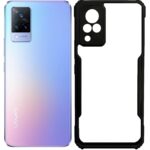 Vivo V21 5G Shockproof Back Cover - Black & Transparent