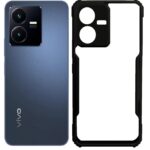 Vivo Y22 Shockproof Back Cover - Black & Transparent