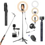 10" Ring Light (3 Light Modes), Imported Mic, 67" Selfie Stick Tripod Stand | Bluetooth Remote | Vlogging, Reels, YouTube, FB Videos