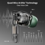 boAt Airdopes 800, Dolby Audio, Adaptive EQ by Mimi, 4Mics AI ENx, App Support, Fast Charge, Low Latency, IPX5, v5.3 Bluetooth TWS in Ear Earbuds Wireless Earphones with mic (Interstellar Green) - Image 3