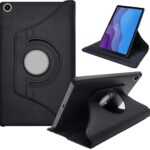Lenovo M10 HD 2nd Gen X306X Rotate 360 Degree Flip Cover | Leather Finish | Black
