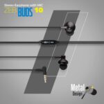 ZEBRONICS Zeb-Buds 10 Wired Earphones with Mic | 13.5mm NdFeB Drivers | L-Shaped Connector (Black) - Image 2